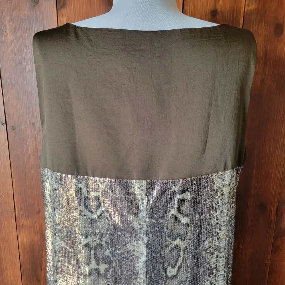 J. Taylor 16 Brown‎ Sequin Snakeskin Sheath Dress Cocktail Party Glam Sparkle ✨